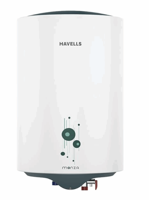 Havells Monza 10 Litre Storage Water Heater (Geyser) | Faster heating | Glass Coated Anti Rust Tank & Heavy Duty Heating Element | Warranty: 5 Year on Tank | High Rise Compatible